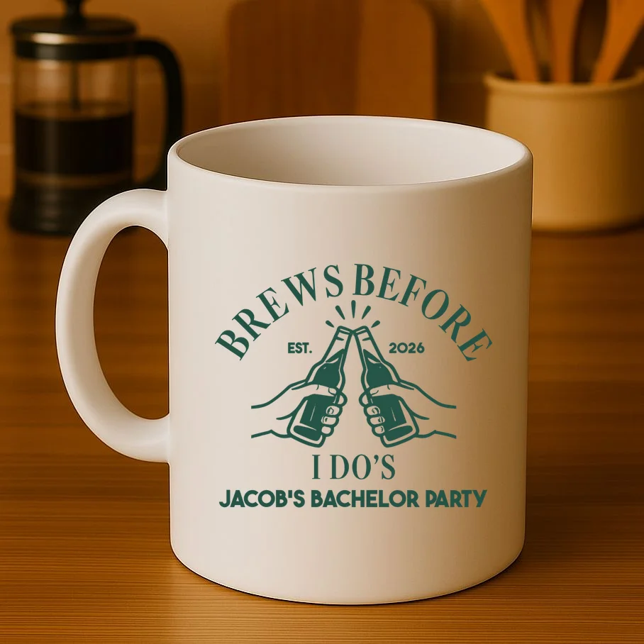 Brews Before I Do's Custom Bachelor Party Coffee Mug - Front 3