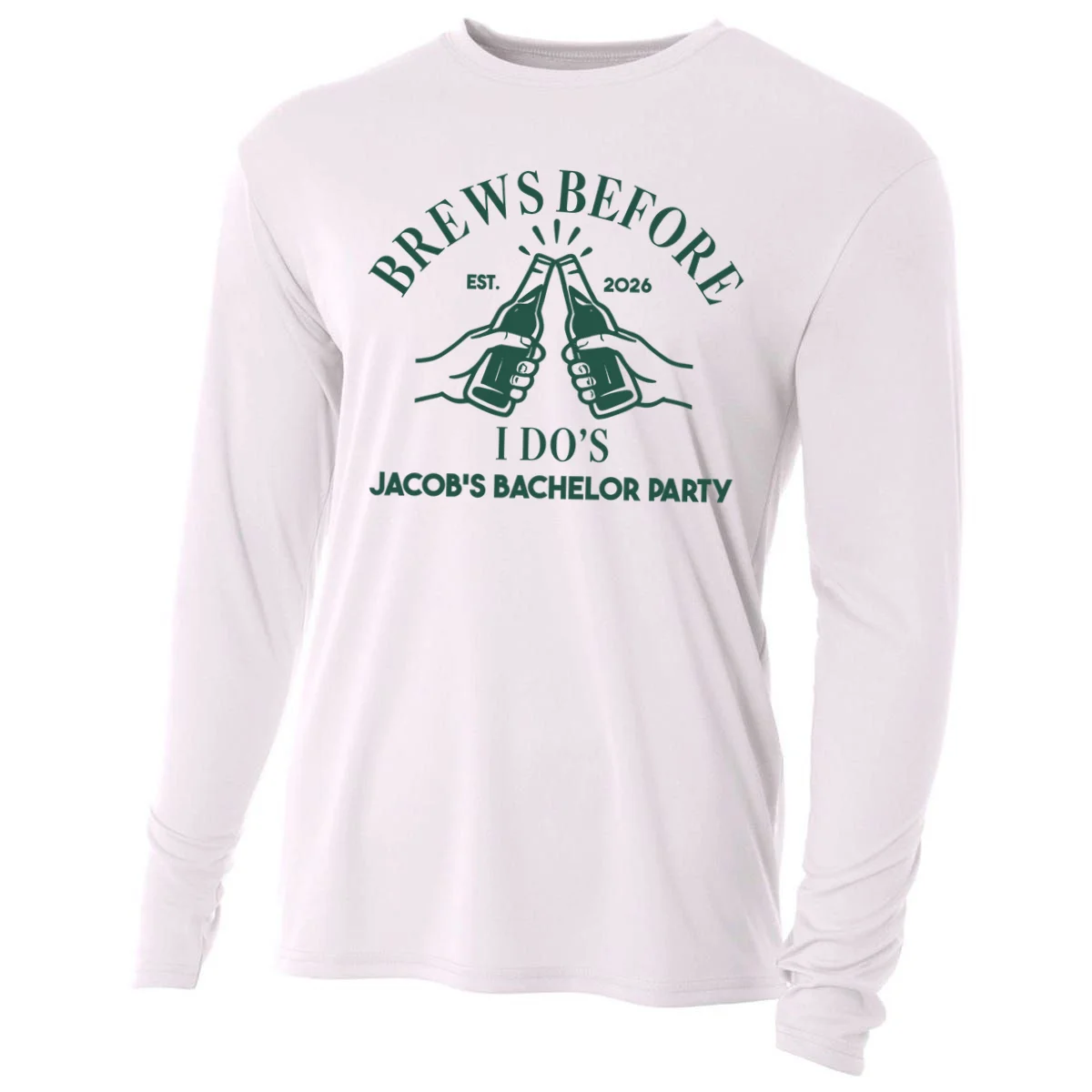 Brews Before I Do's Custom Bachelor Party Performance Long Sleeve Shirt - Front