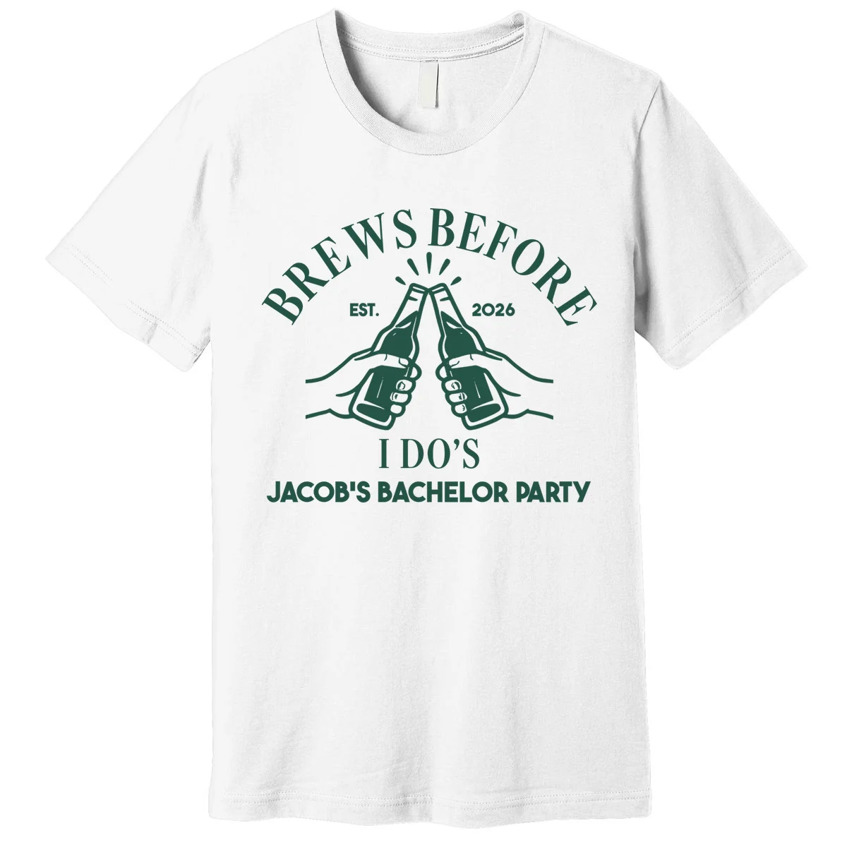 Brews Before I Do's Custom Bachelor Party T-Shirt - Front