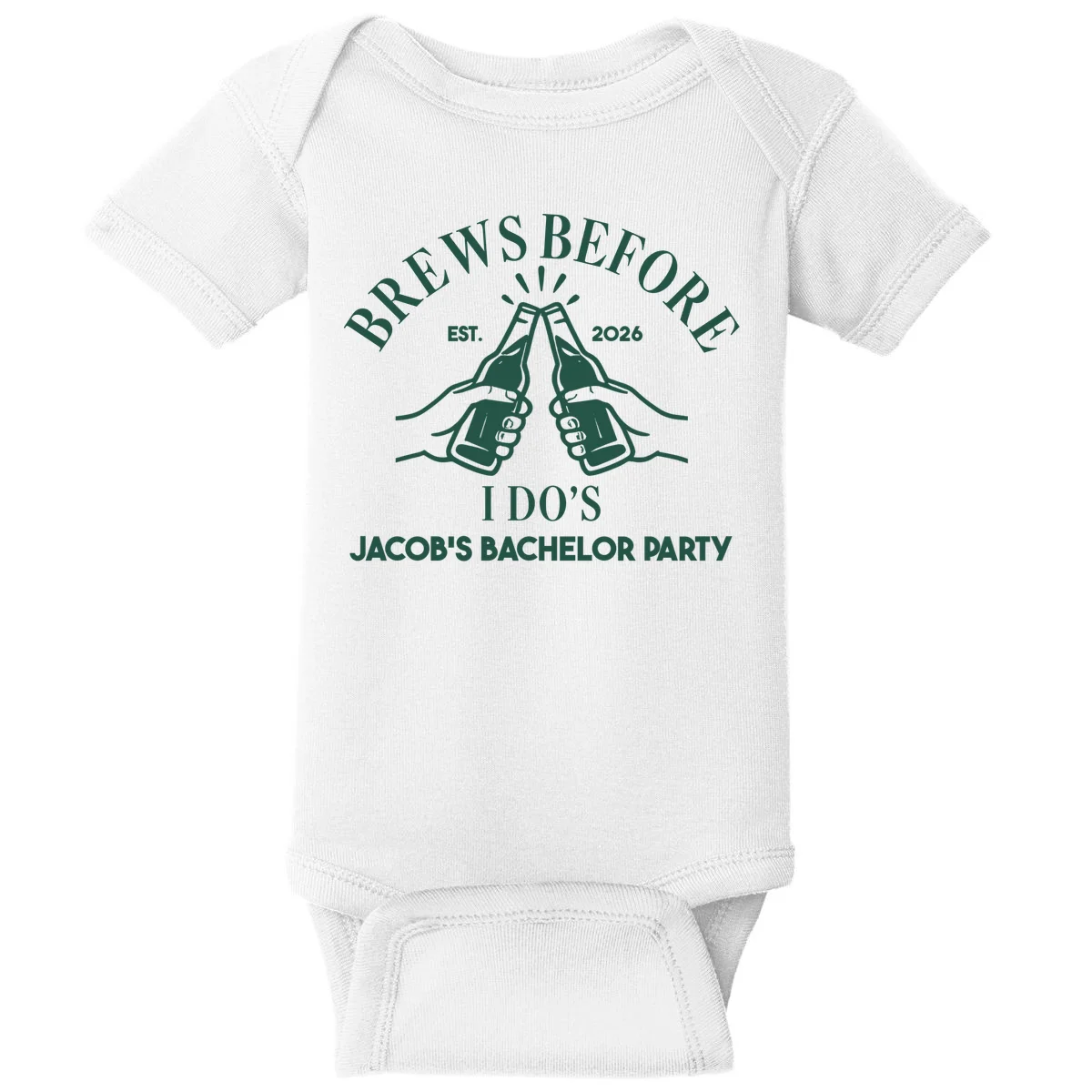 Brews Before I Do's Custom Bachelor Party Baby Bodysuit - Front
