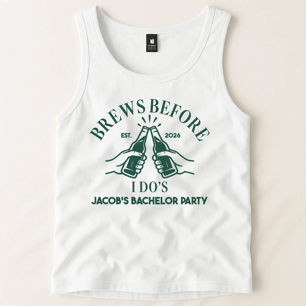 Brews Before I Do's Custom Bachelor Party Tank Top - Front 1