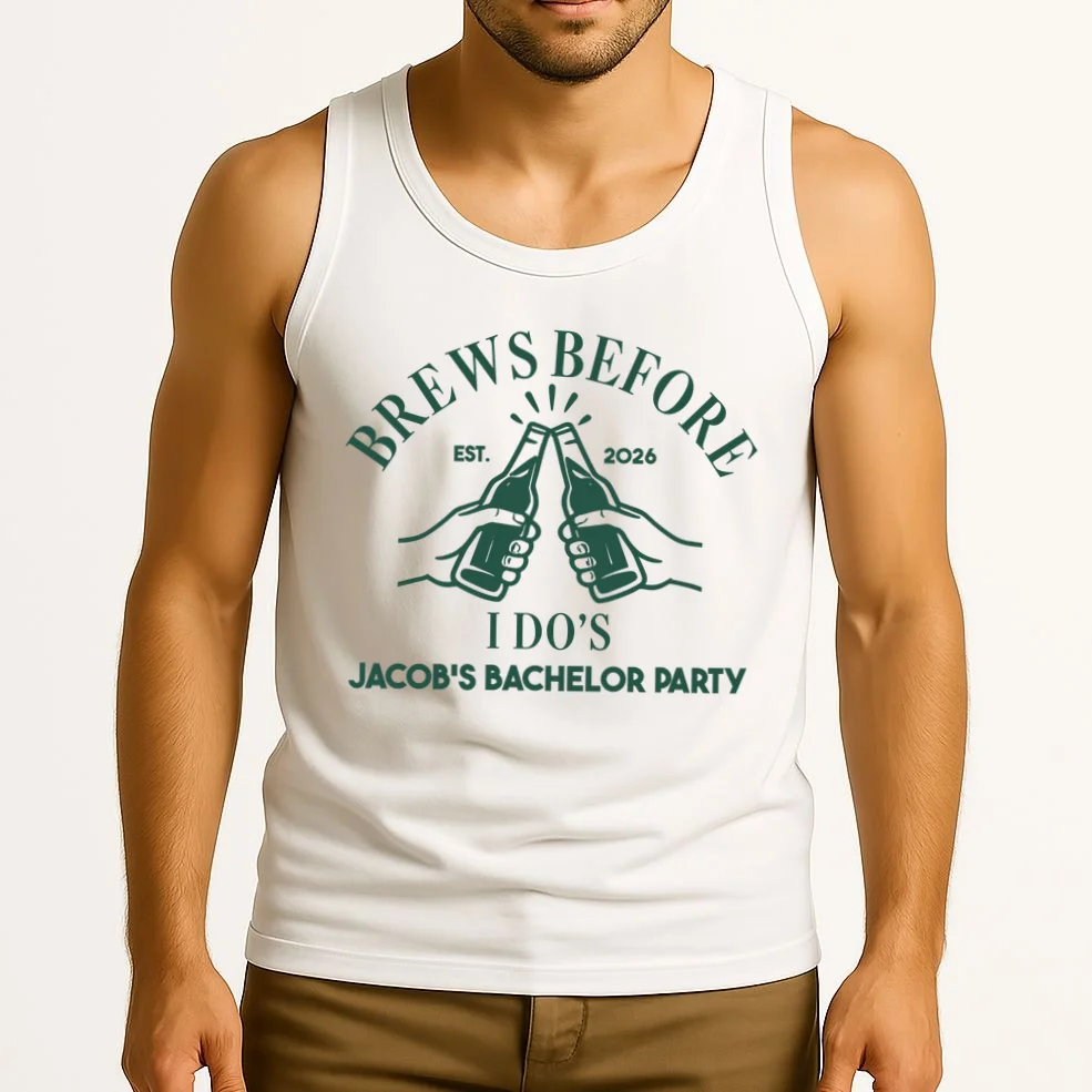Brews Before I Do's Custom Bachelor Party Tank Top - Front 2
