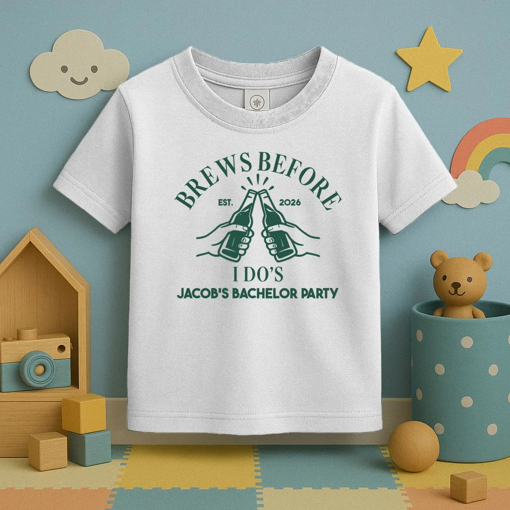 Brews Before I Do's Custom Bachelor Party Toddler T-Shirt - Front 2