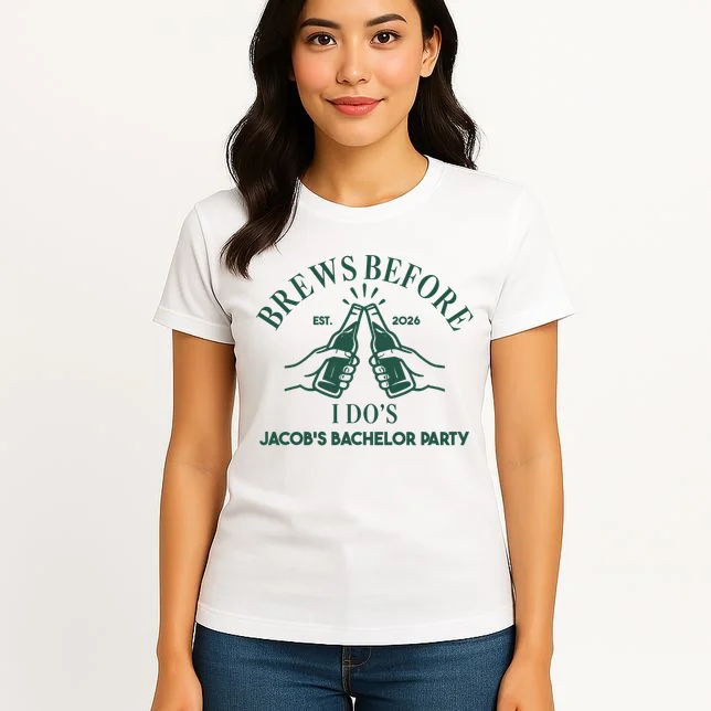 Brews Before I Do's Custom Bachelor Party Women's T-Shirt - Front 3