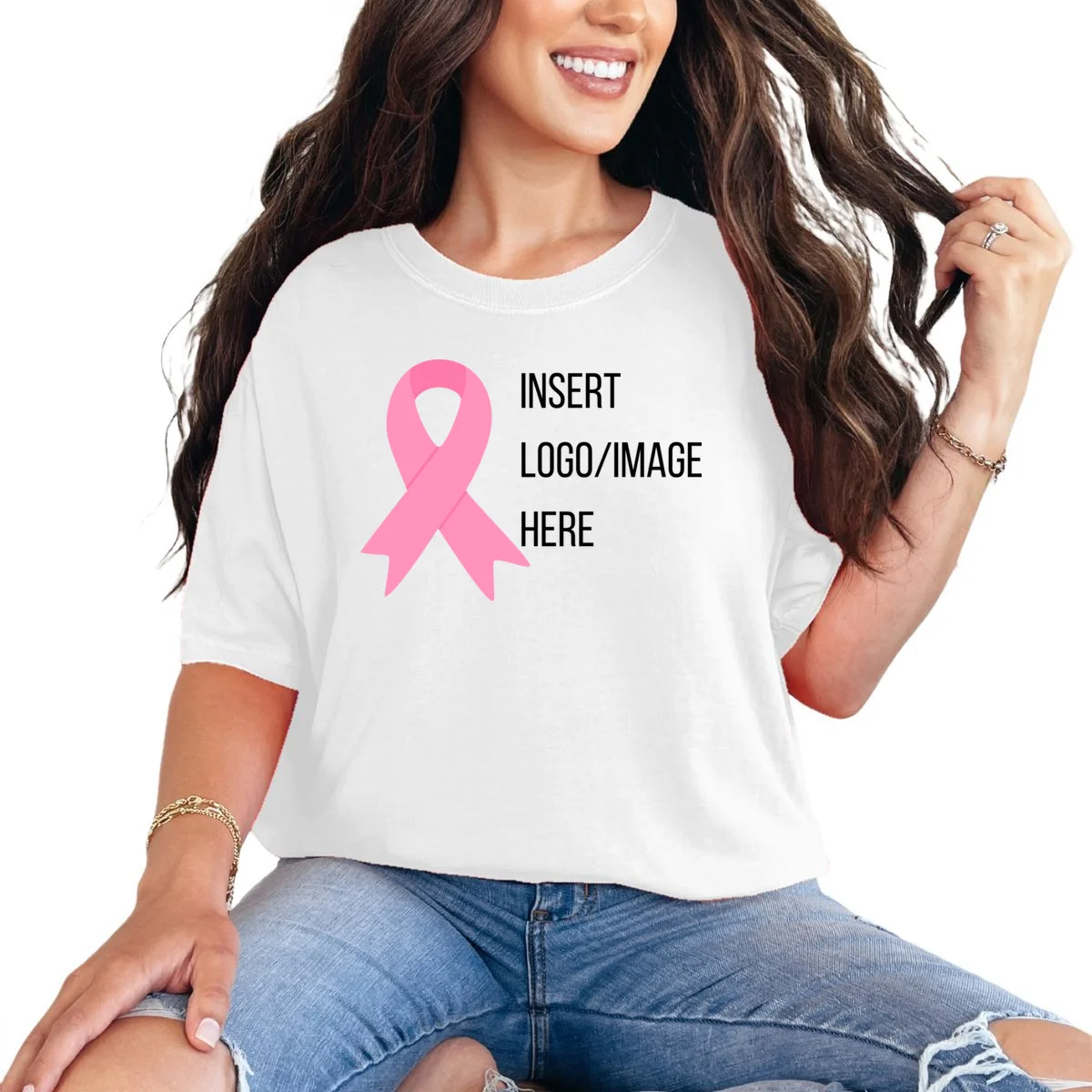 Breast Cancer Awareness Company Logo Custom T-Shirt - Front