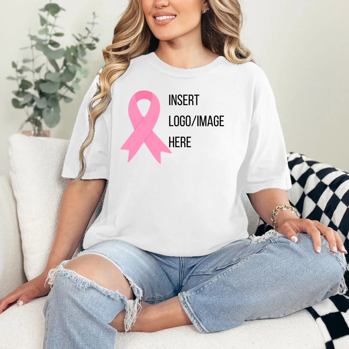 Breast Cancer Awareness Company Logo Custom T-Shirt - Front 1
