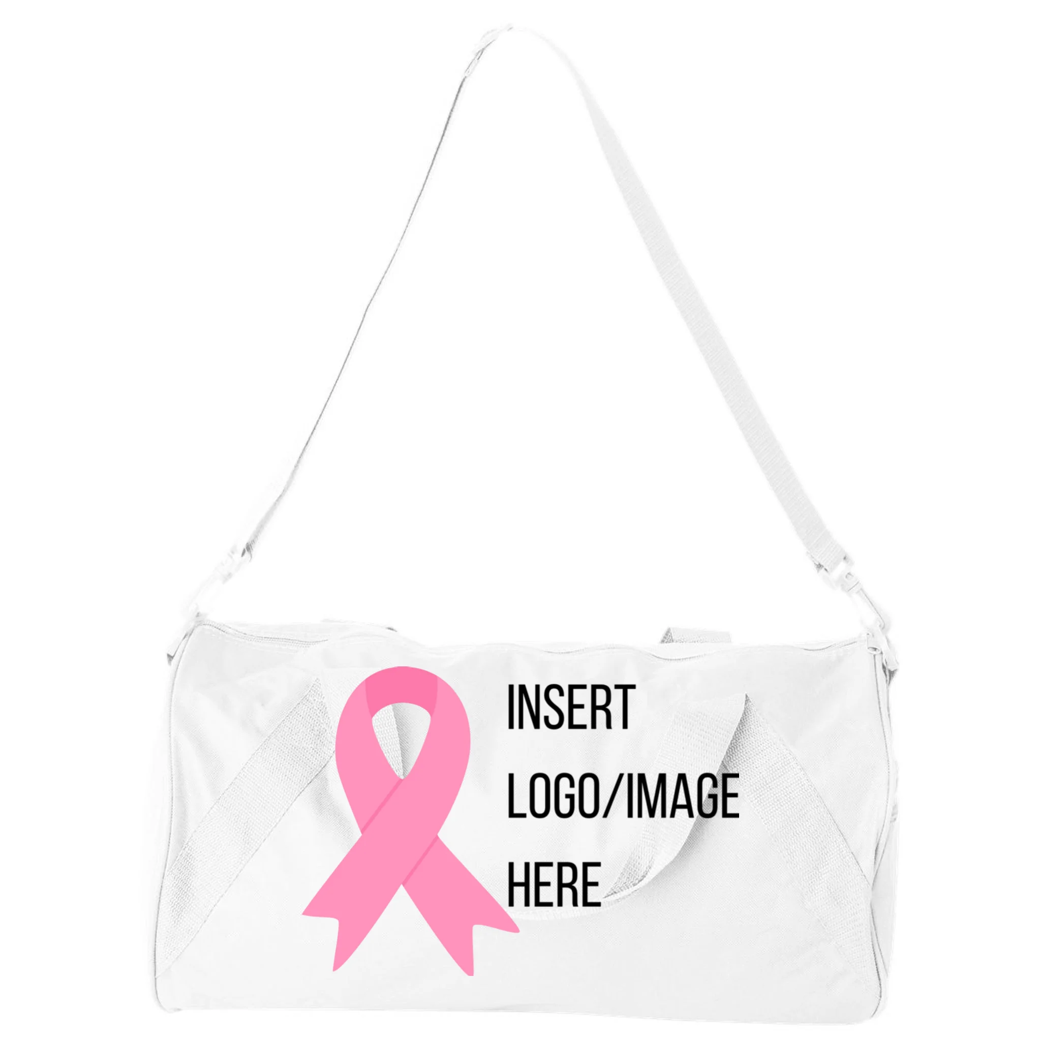 Breast Cancer Awareness Company Logo Custom Duffel Bag - Front