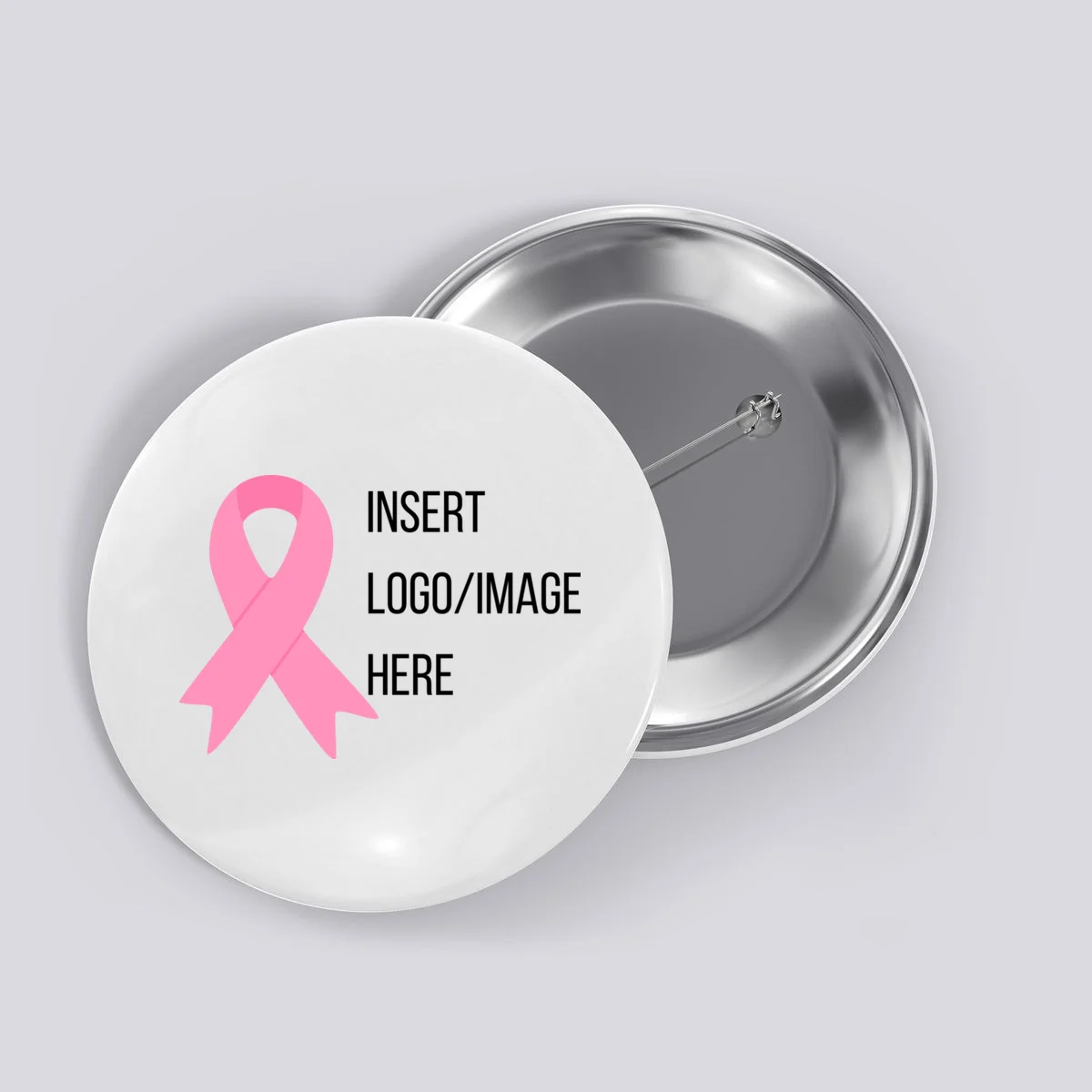 Breast Cancer Awareness Company Logo Custom Button - Front