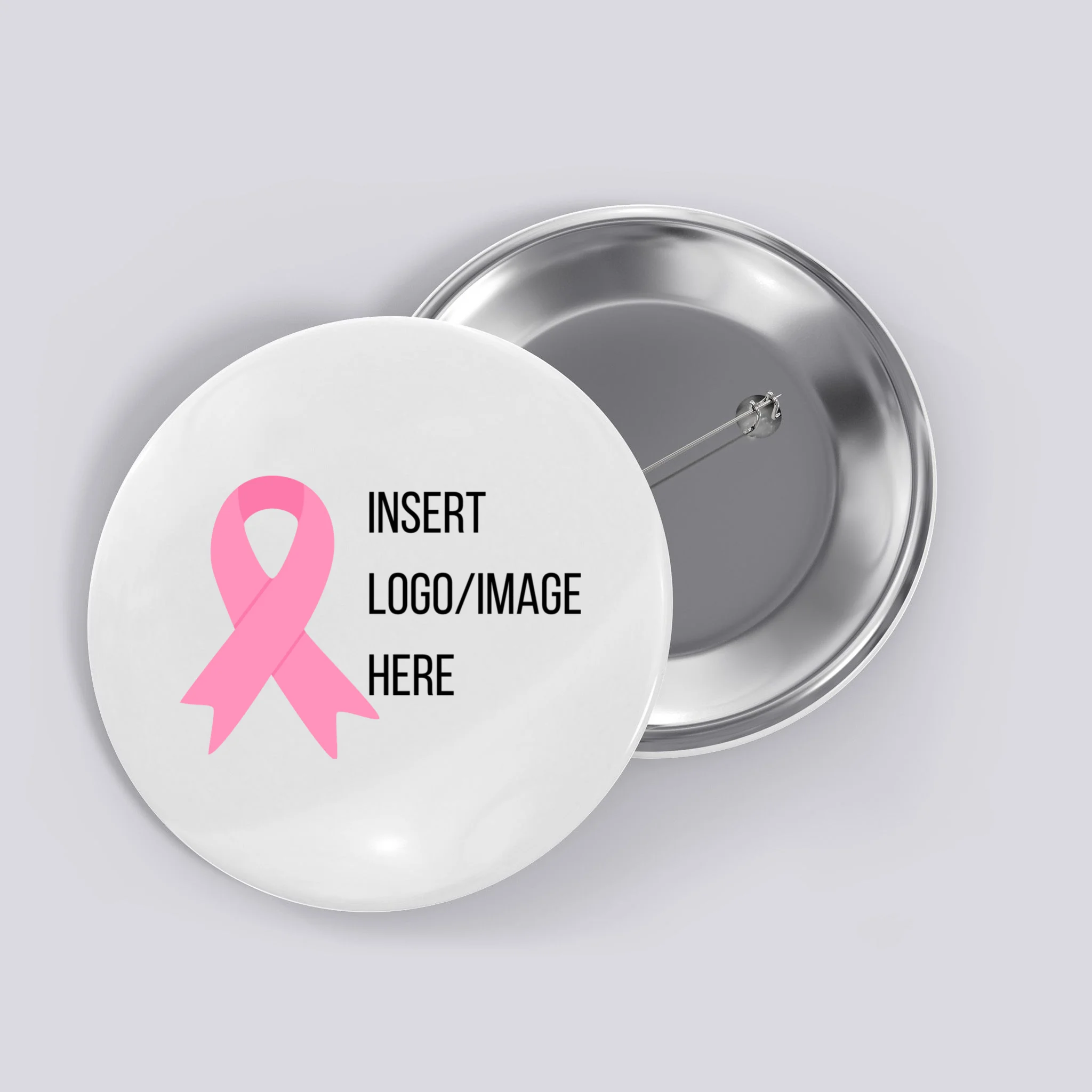 Breast Cancer Awareness Company Logo Custom Button Front