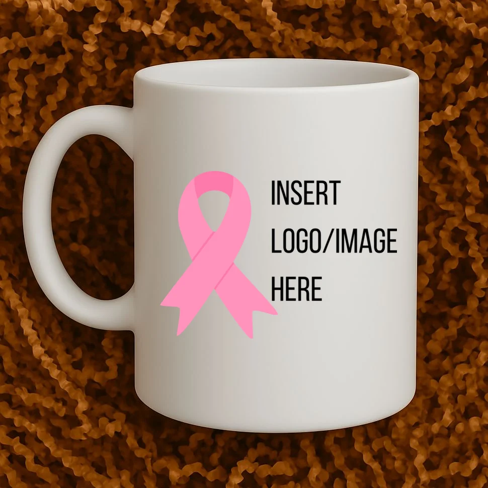 Breast Cancer Awareness Company Logo Custom Coffee Mug - Front 1