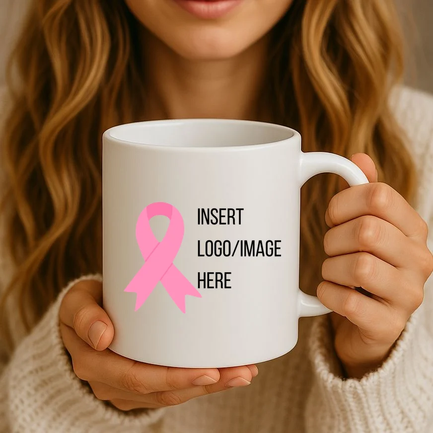 Breast Cancer Awareness Company Logo Custom Coffee Mug - Front 2