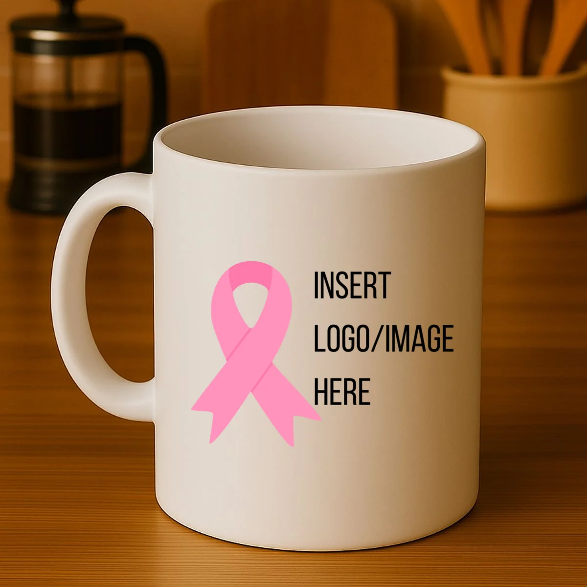 Breast Cancer Awareness Company Logo Custom Coffee Mug - Front 3