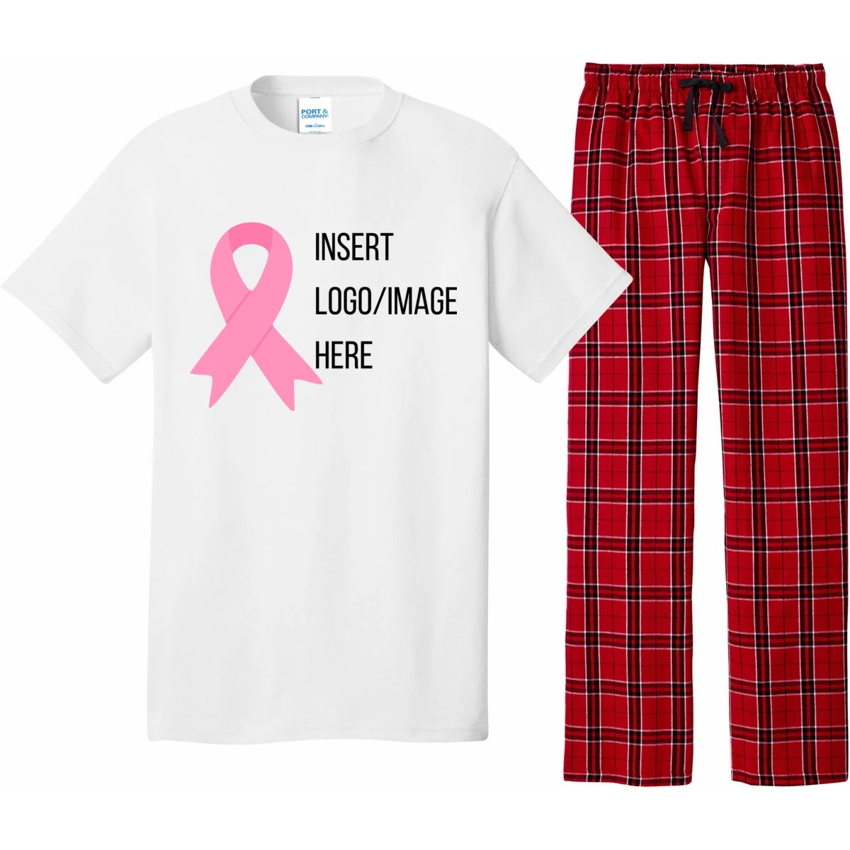 Breast Cancer Awareness Company Logo Custom Pajama Set - Front