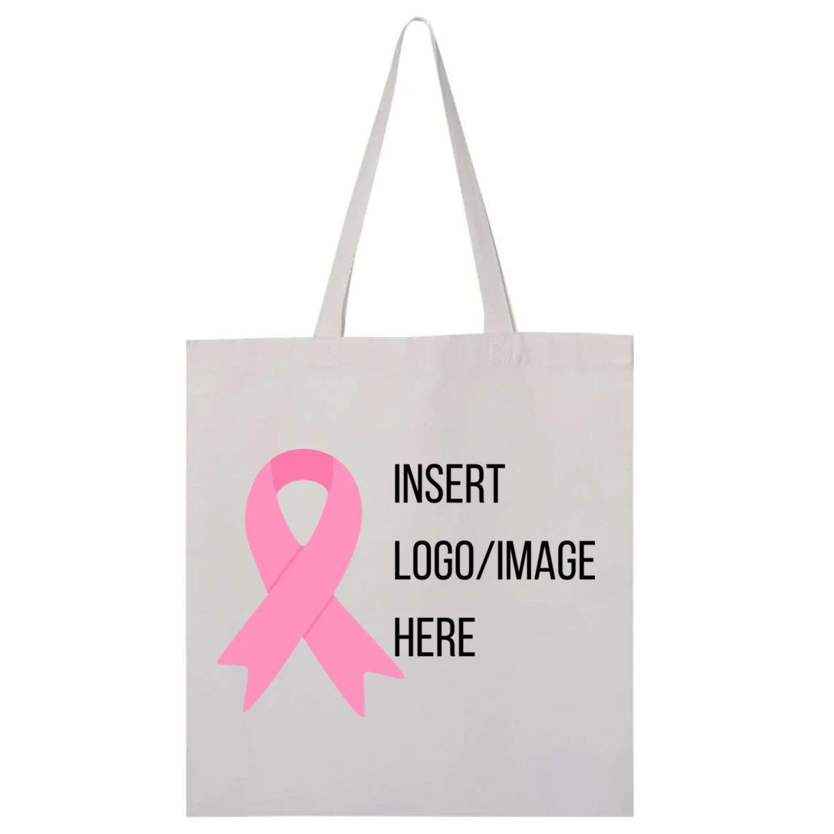 Breast Cancer Awareness Company Logo Custom Tote Bag - Front