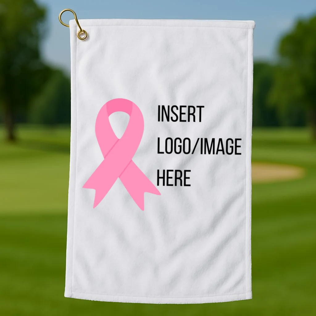Breast Cancer Awareness Company Logo Custom Golf Towel - Front 1