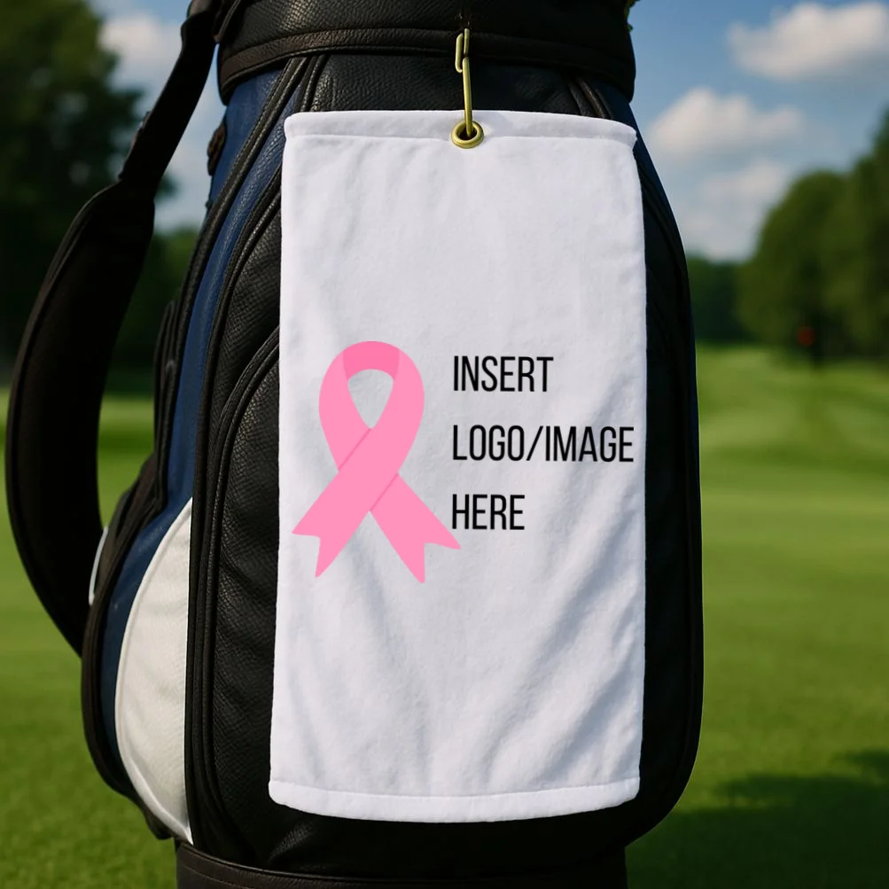Breast Cancer Awareness Company Logo Custom Golf Towel - Front 2