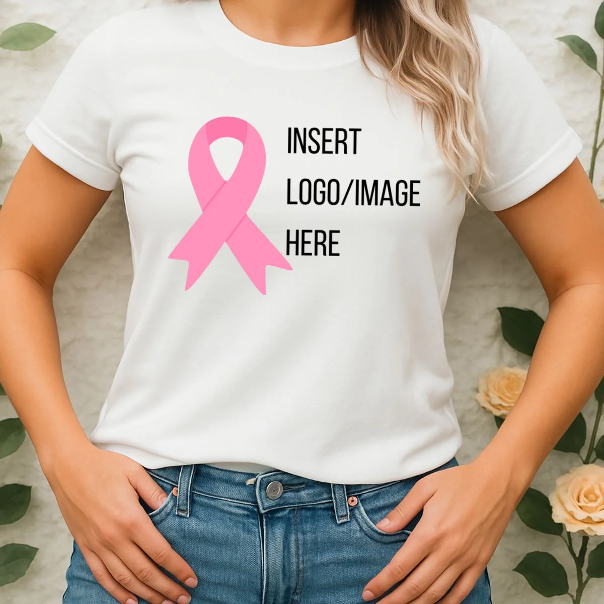 Breast Cancer Awareness Company Logo Custom Women's T-Shirt - Front 1