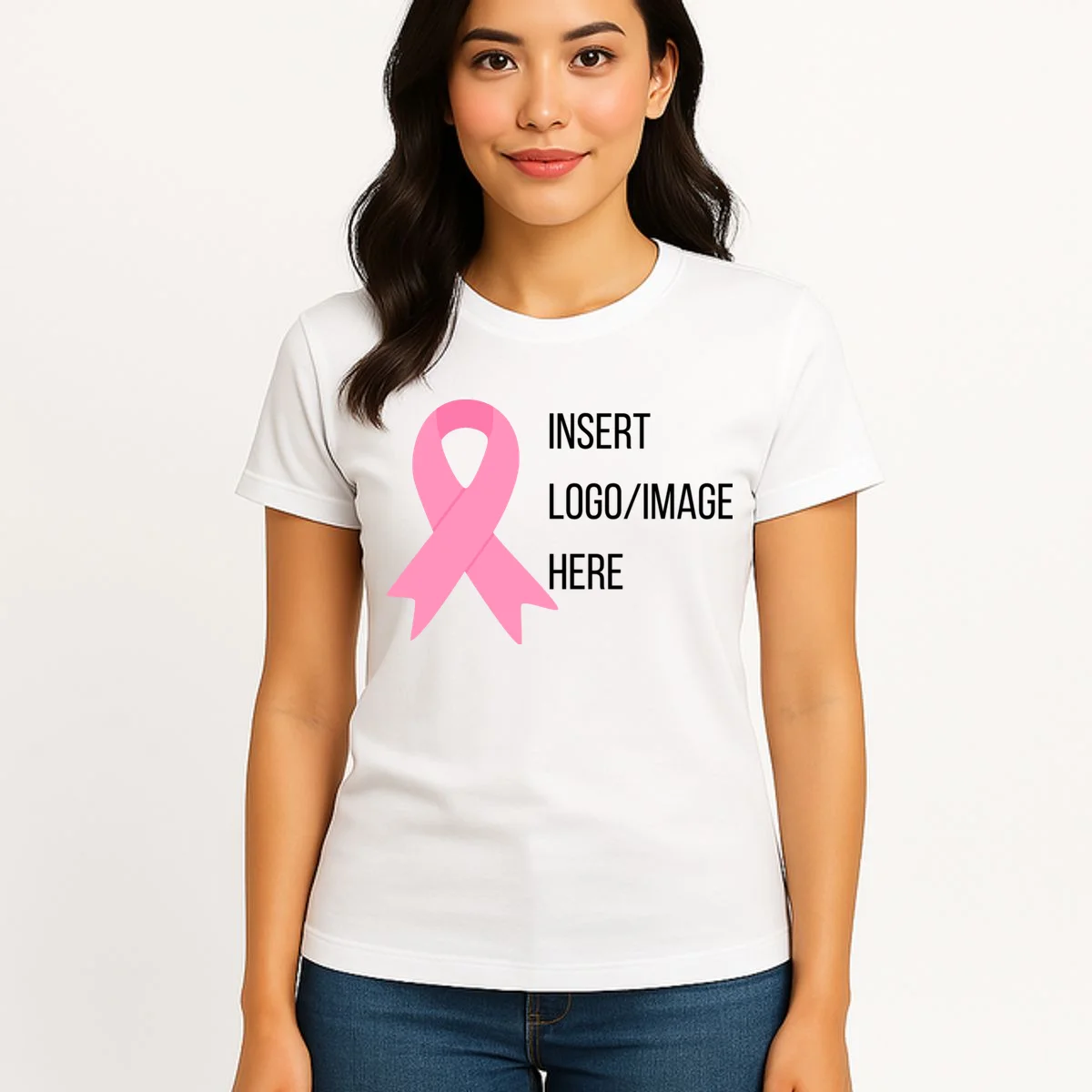 Breast Cancer Awareness Company Logo Custom Women's T-Shirt - Front 3