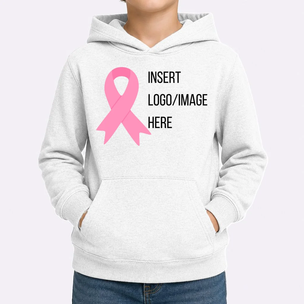 Breast Cancer Awareness Company Logo Custom Kids Hoodie - Front 1