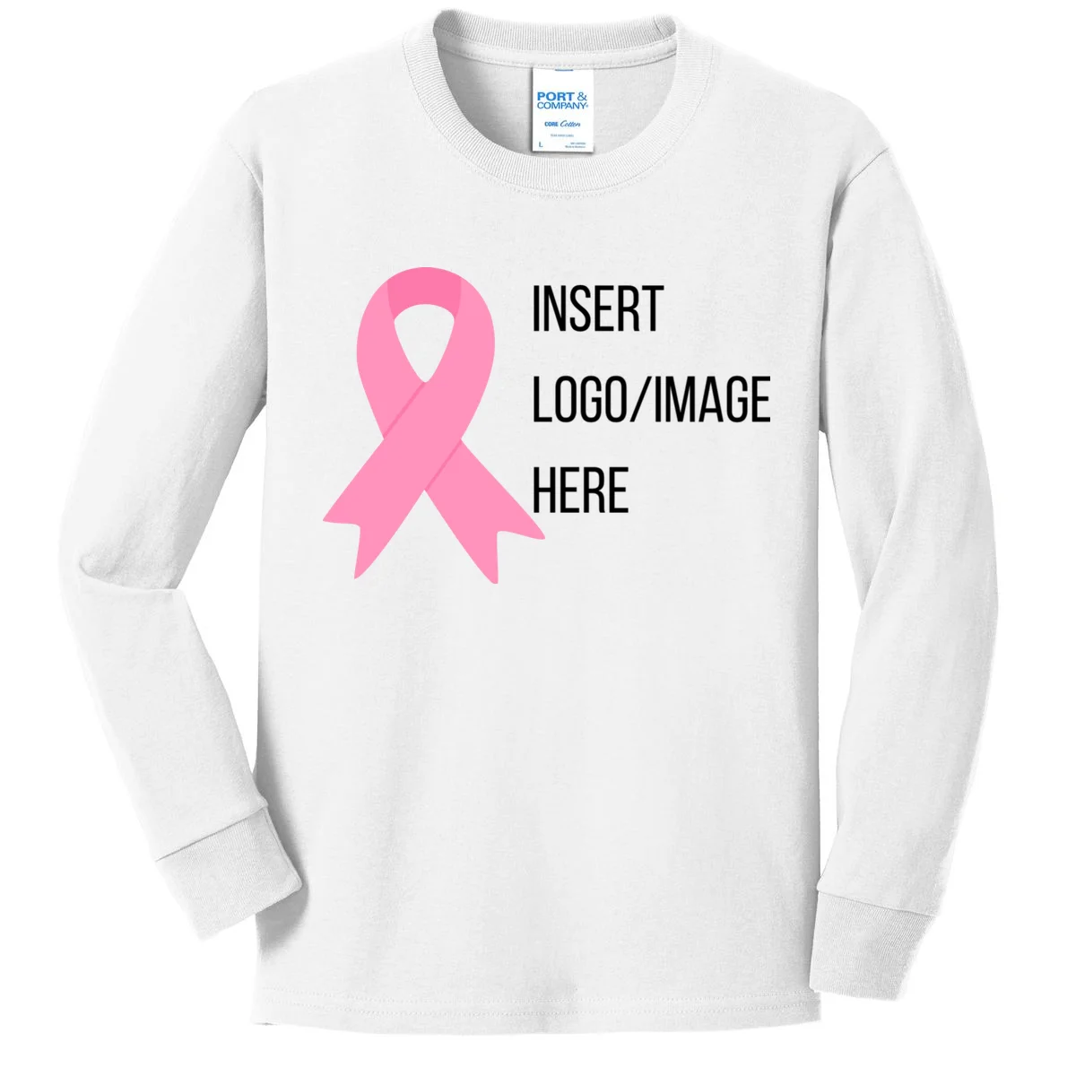 Breast Cancer Awareness Company Logo Custom Kids Long Sleeve Shirt - Front