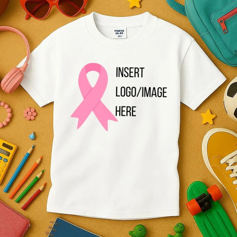 Breast Cancer Awareness Company Logo Custom Kids T-Shirt - Front 2