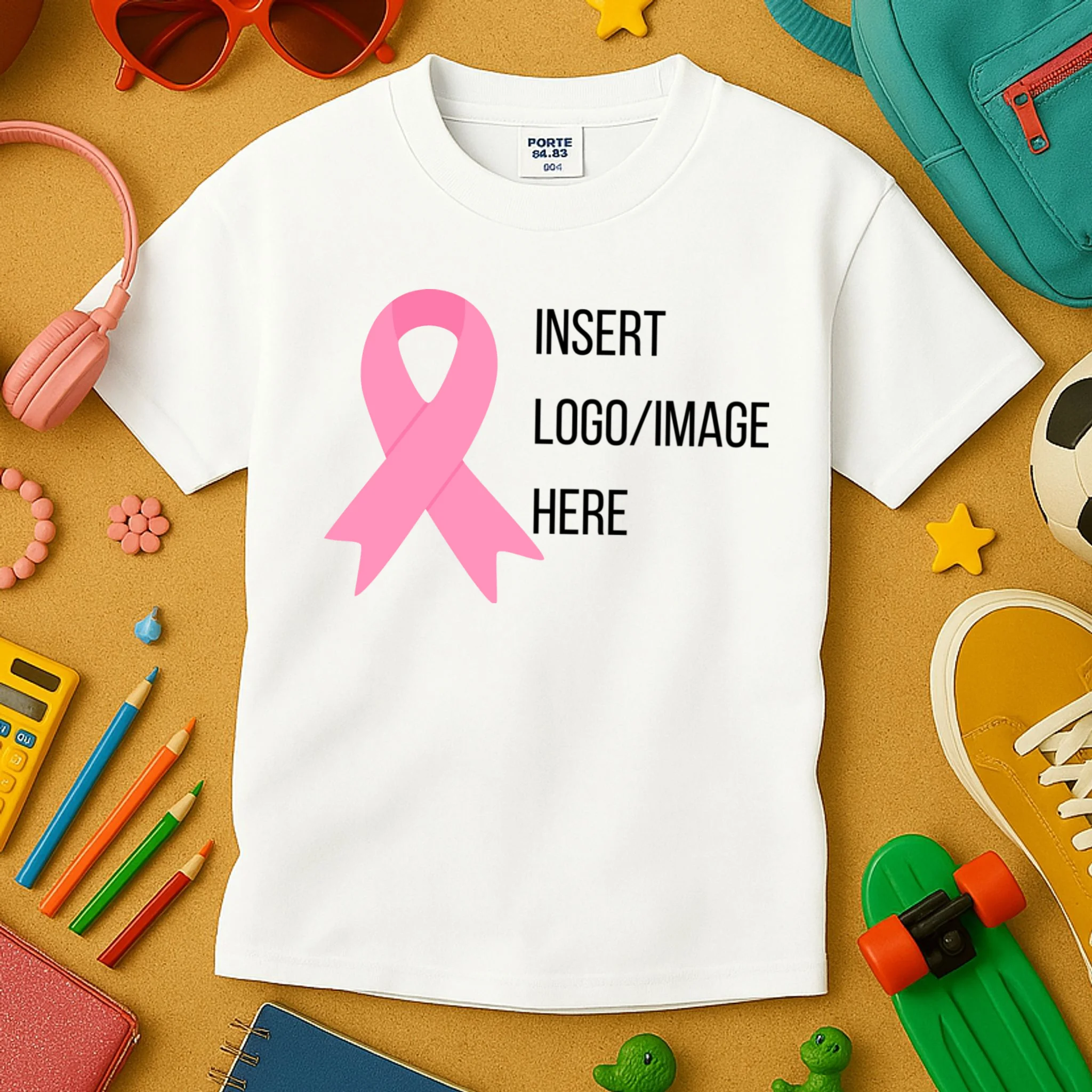 Breast Cancer Awareness Company Logo Custom Kids T-Shirt - Front 2