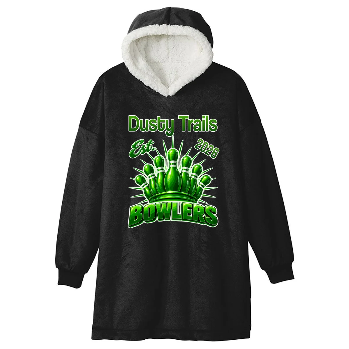 Bowling Club – Classic Sports Custom Team Name & Year Hooded Blanket - Front