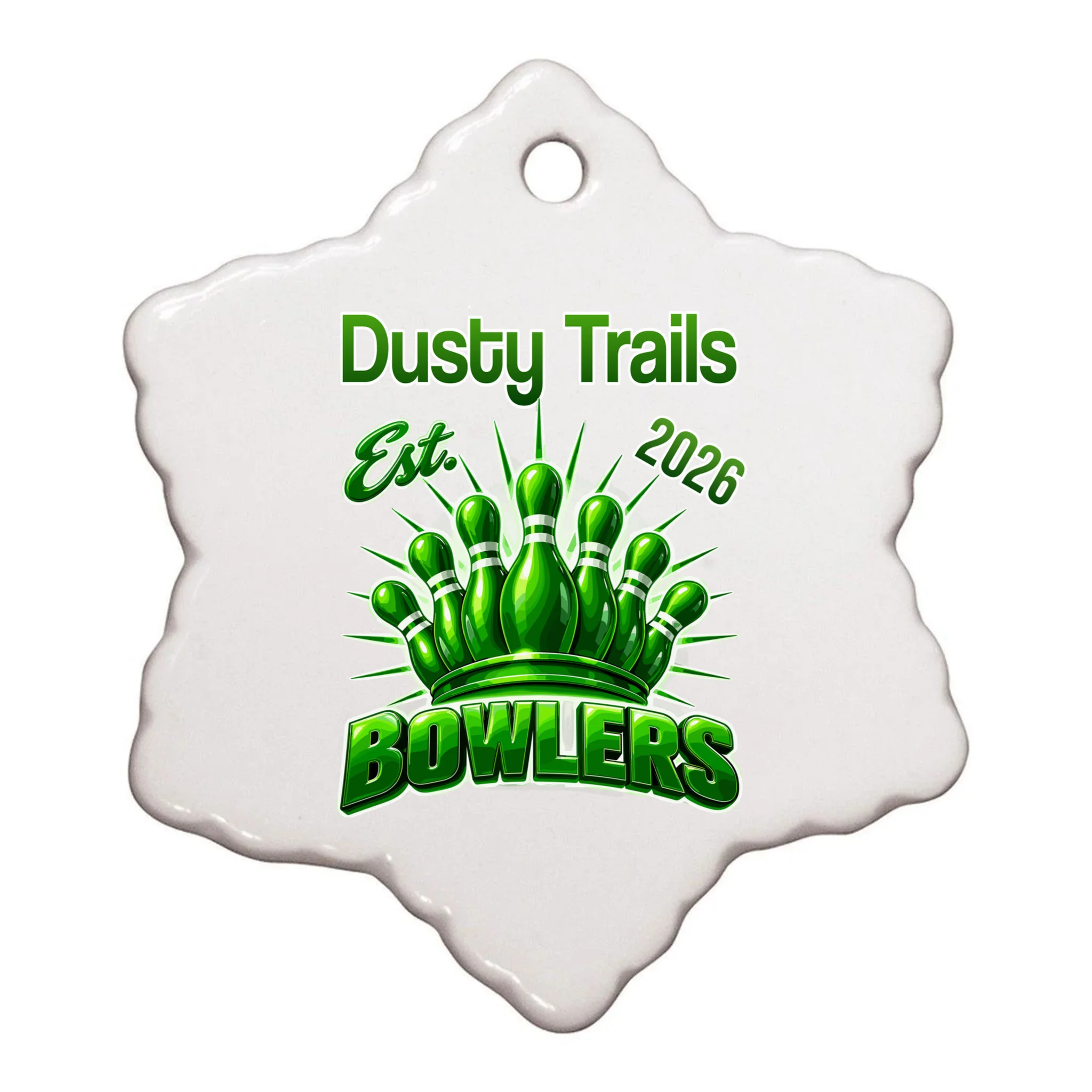Bowling Club – Classic Sports Custom Team Name & Year Ornament - Front