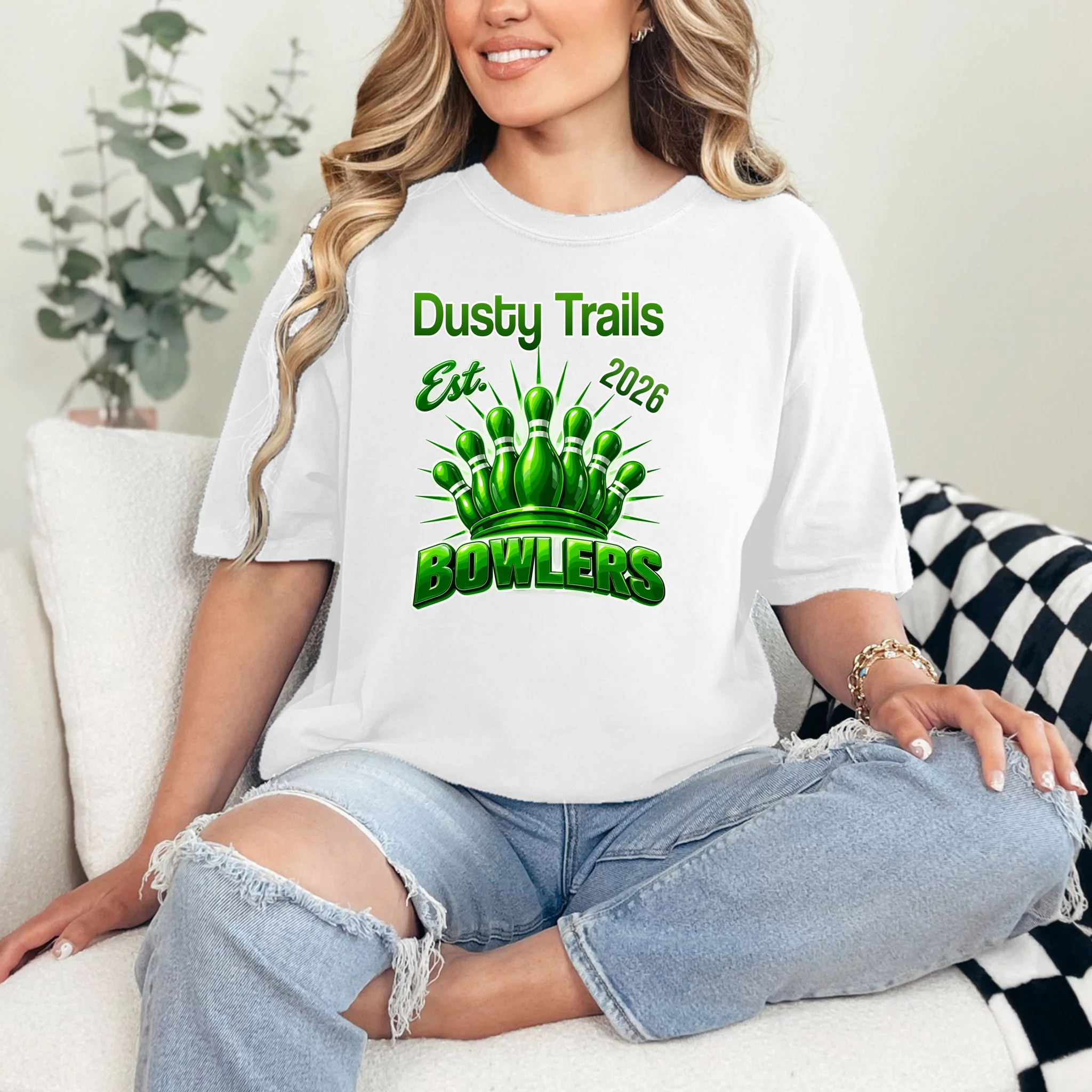 Bowling Club – Classic Sports Custom Team Name & Year Comfort Colors Unisex T-Shirt - Front 1