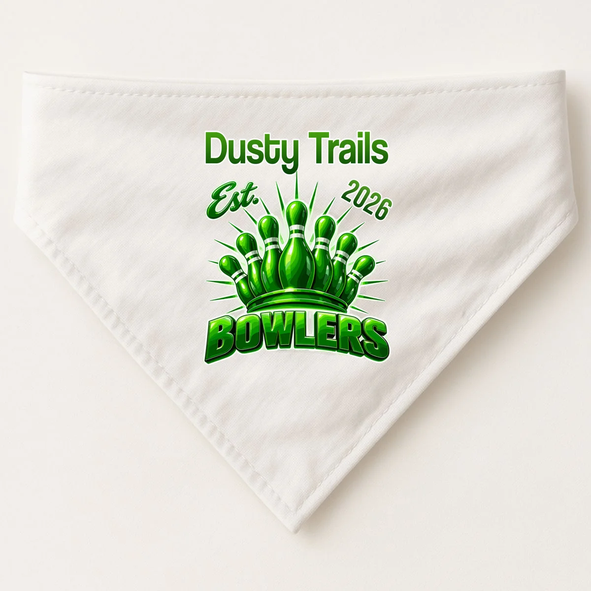 Bowling Club – Classic Sports Custom Team Name & Year Dog Bandana - Front