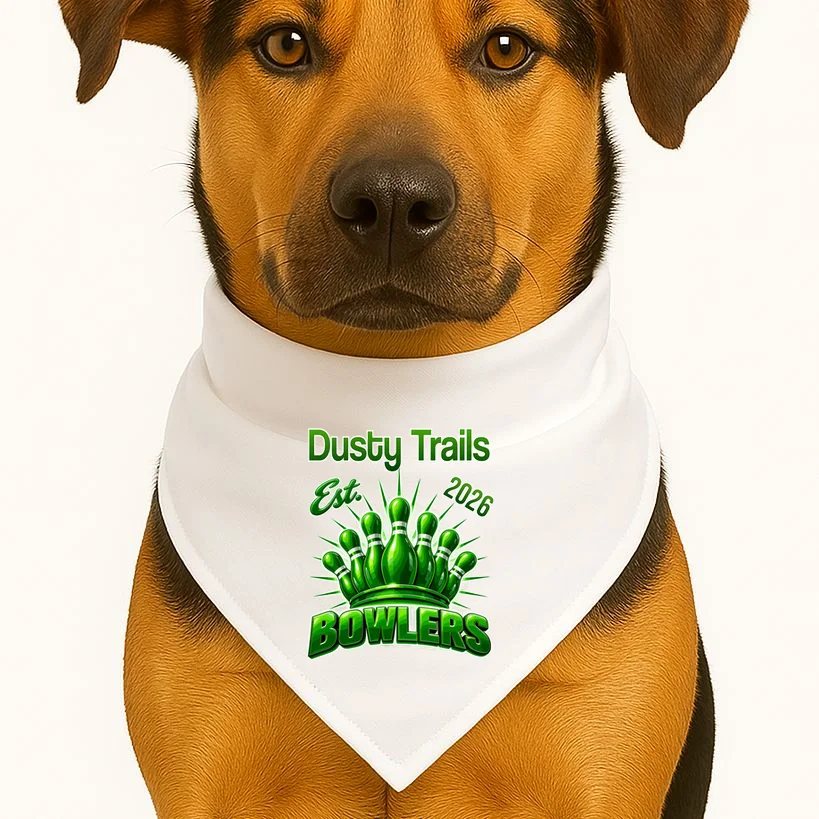Bowling Club – Classic Sports Custom Team Name & Year Dog Bandana - Front 1