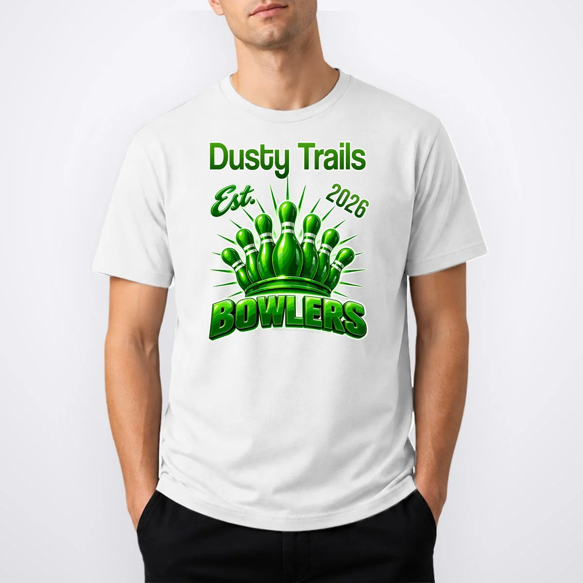 Bowling Club – Classic Sports Custom Team Name & Year Men's T-Shirt - Front 1