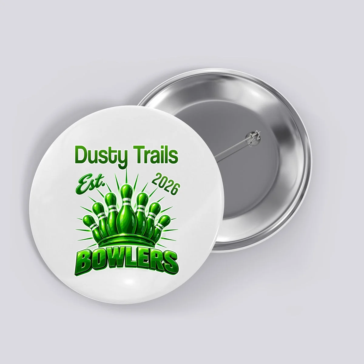 Bowling Club – Classic Sports Custom Team Name & Year Button - Front