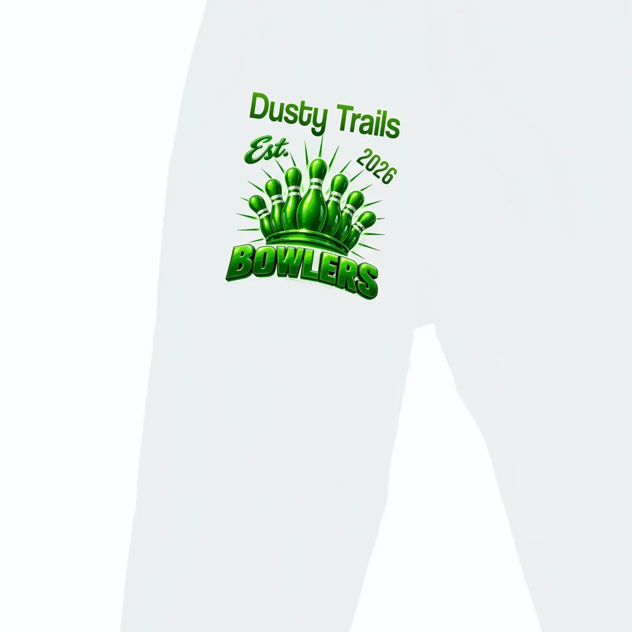 Bowling Club – Classic Sports Custom Team Name & Year Men's Sweatpants - Front - Close-up