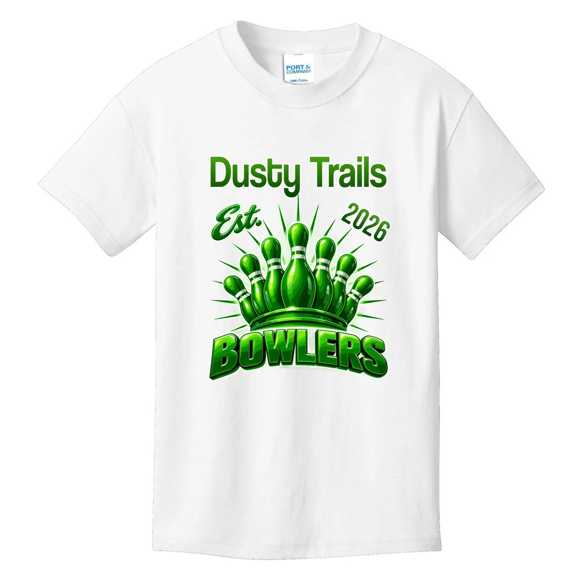 Bowling Club – Classic Sports Custom Team Name & Year Kids T-Shirt - Front