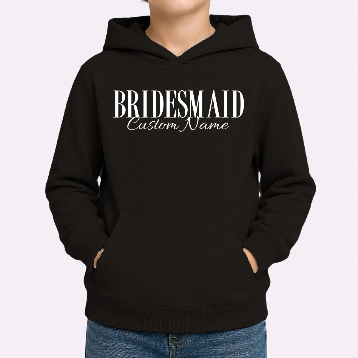 Bridesmaid Custom Name Personalized Bachelorette Kids Hoodie - Front 1