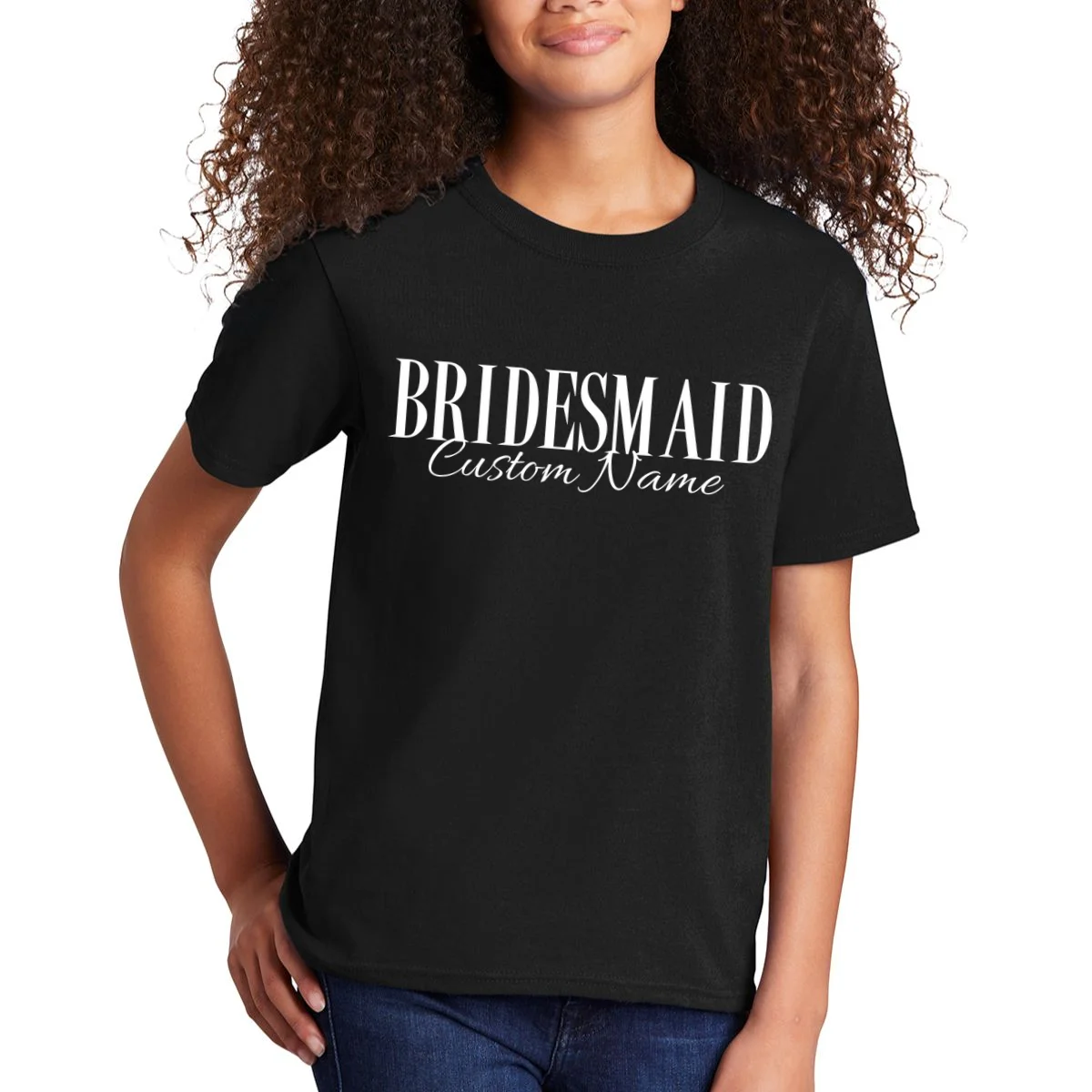 Bridesmaid Custom Name Personalized Bachelorette Kids T-Shirt - Front 1