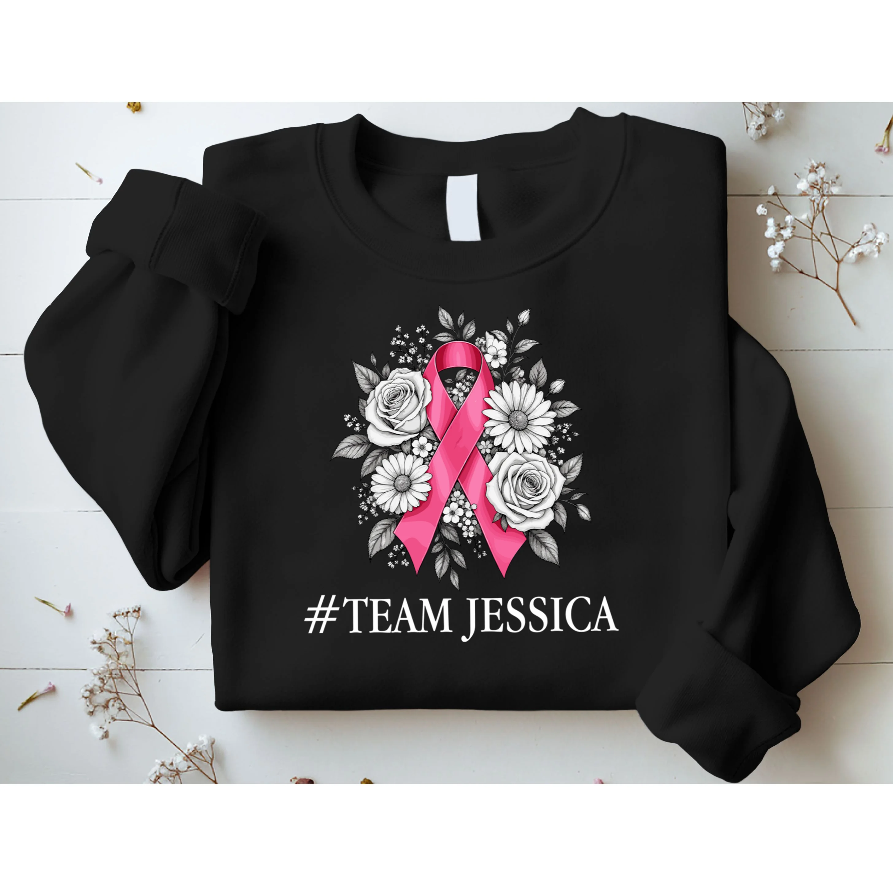 Personalized Breast Cancer Support with Pink Ribbon Awareness Men's Sweatshirt - Front 1