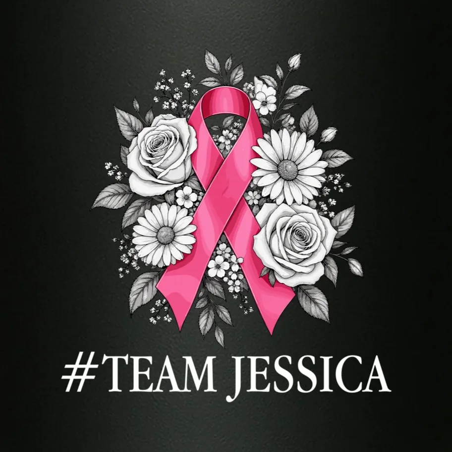 Personalized Breast Cancer Support with Pink Ribbon Awareness 20oz Tumbler - Front - Close-up