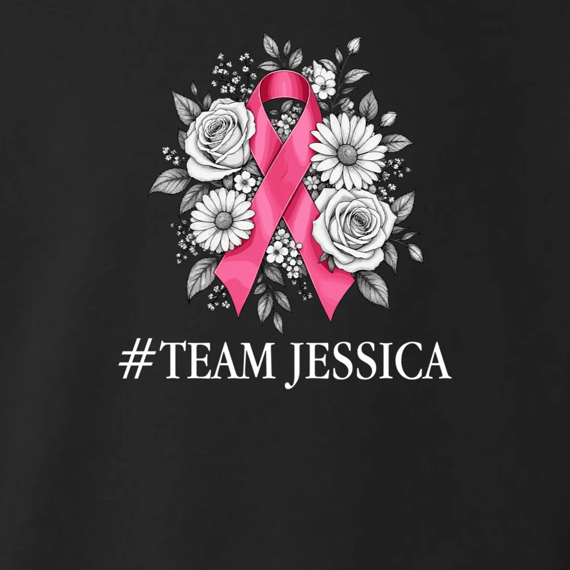 Personalized Breast Cancer Support with Pink Ribbon Awareness Toddler Hoodie - Front - Close-up