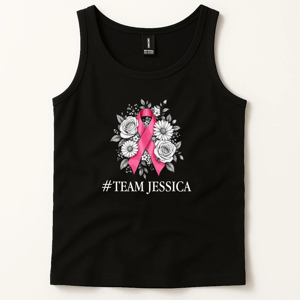 Personalized Breast Cancer Support with Pink Ribbon Awareness Men's Tank Top - Front 1