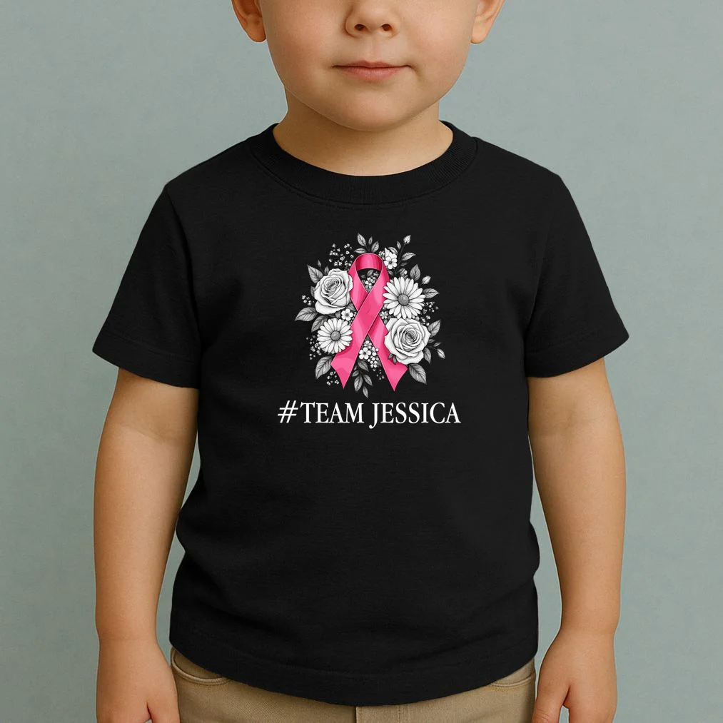 Personalized Breast Cancer Support with Pink Ribbon Awareness Toddler T-Shirt - Front 1