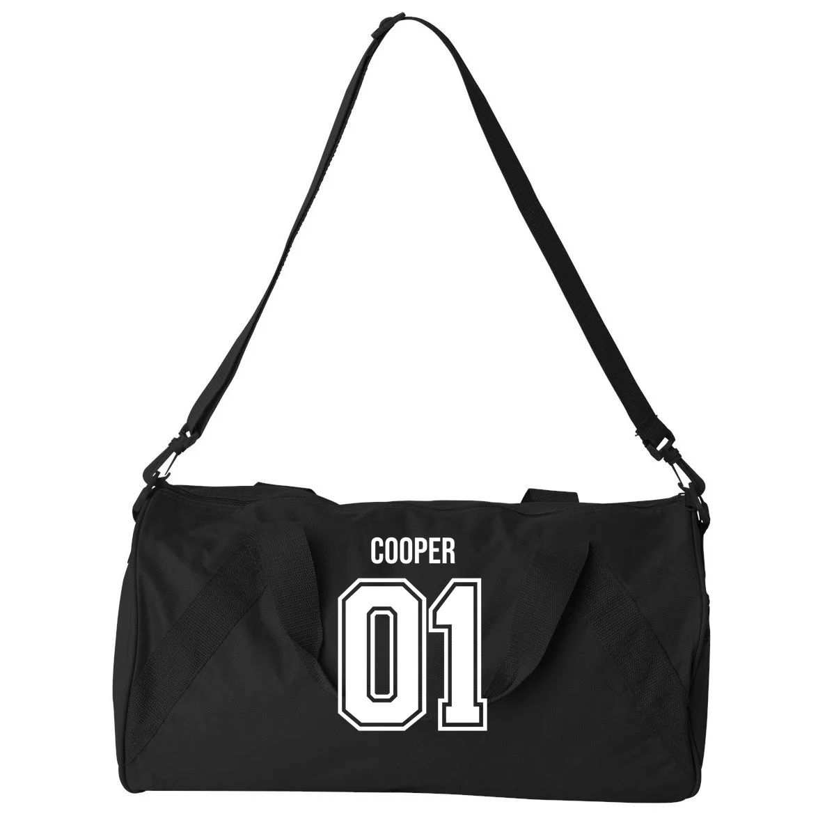 Bowling Club – Vintage Bowling Emblem Custom Team Name & Number Duffel Bag - Back - Close-up