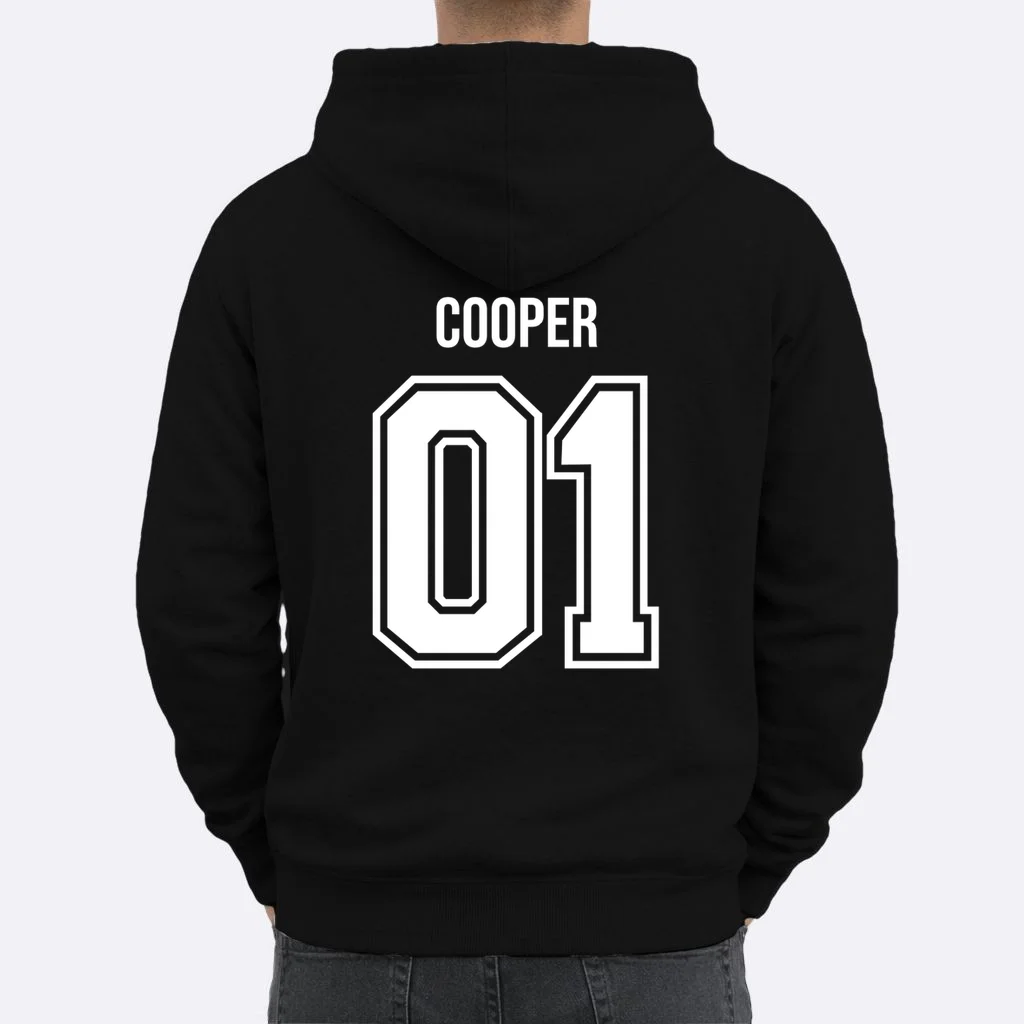 Bowling Club – Vintage Bowling Emblem Custom Team Name & Number Men's Hoodie - Back 1