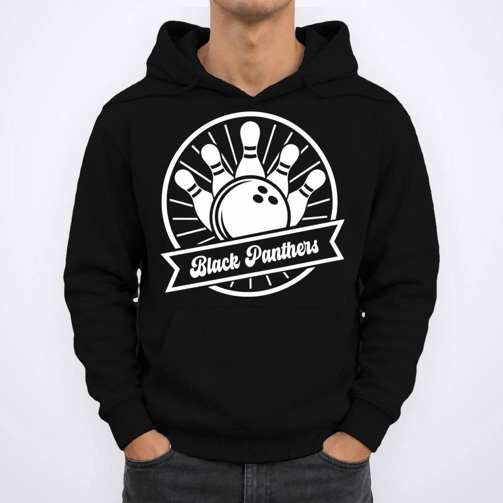 Bowling Club – Vintage Bowling Emblem Custom Team Name & Number Men's Hoodie - Front 1