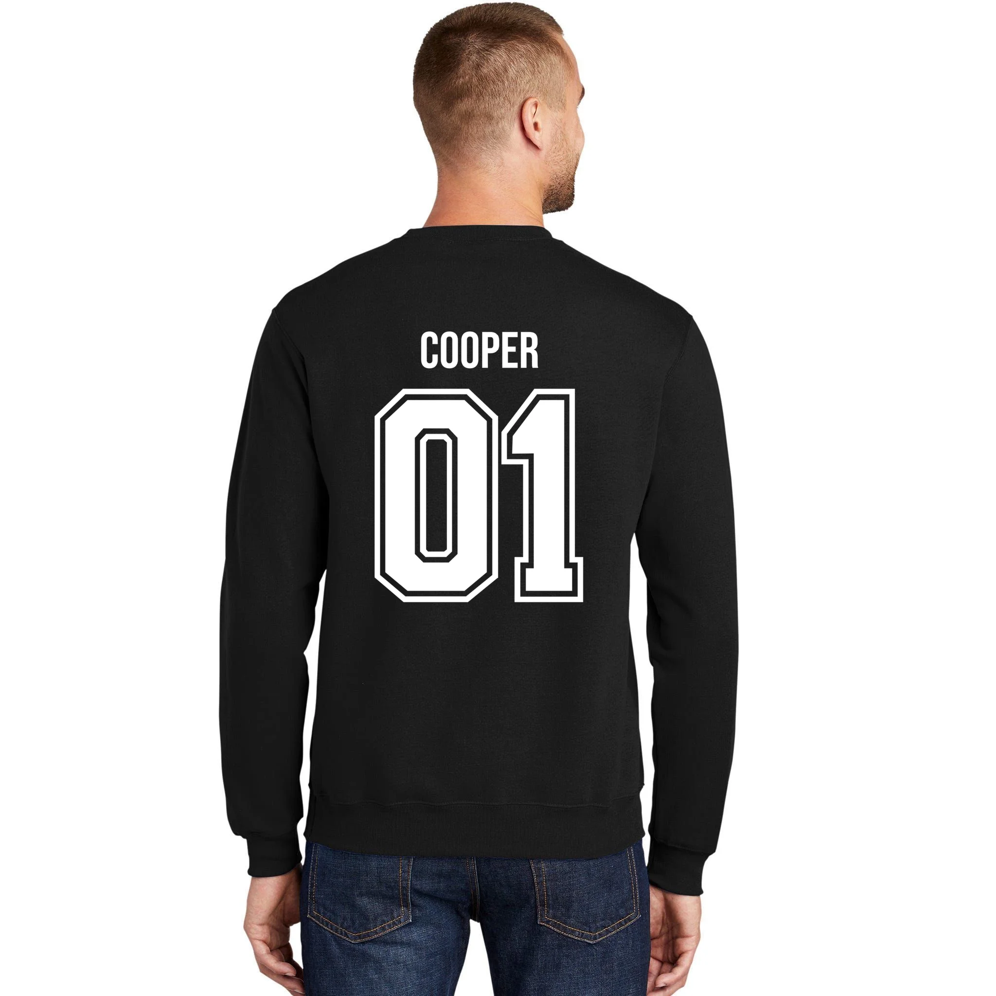 Bowling Club – Vintage Bowling Emblem Custom Team Name & Number Men's Sweatshirt - Back
