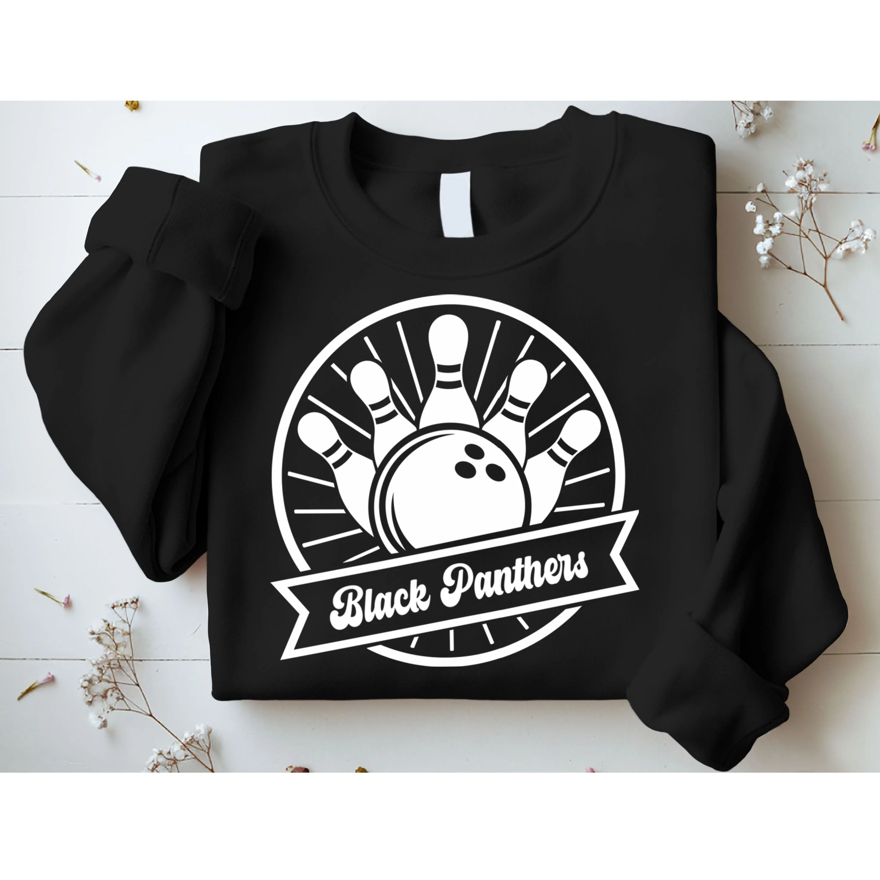 Bowling Club – Vintage Bowling Emblem Custom Team Name & Number Men's Sweatshirt - Front 1