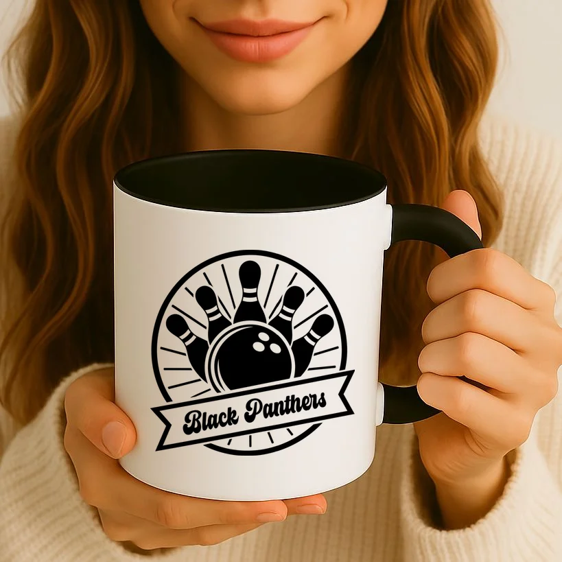 Bowling Club – Vintage Bowling Emblem Custom Team Name & Number Mug - Front 2