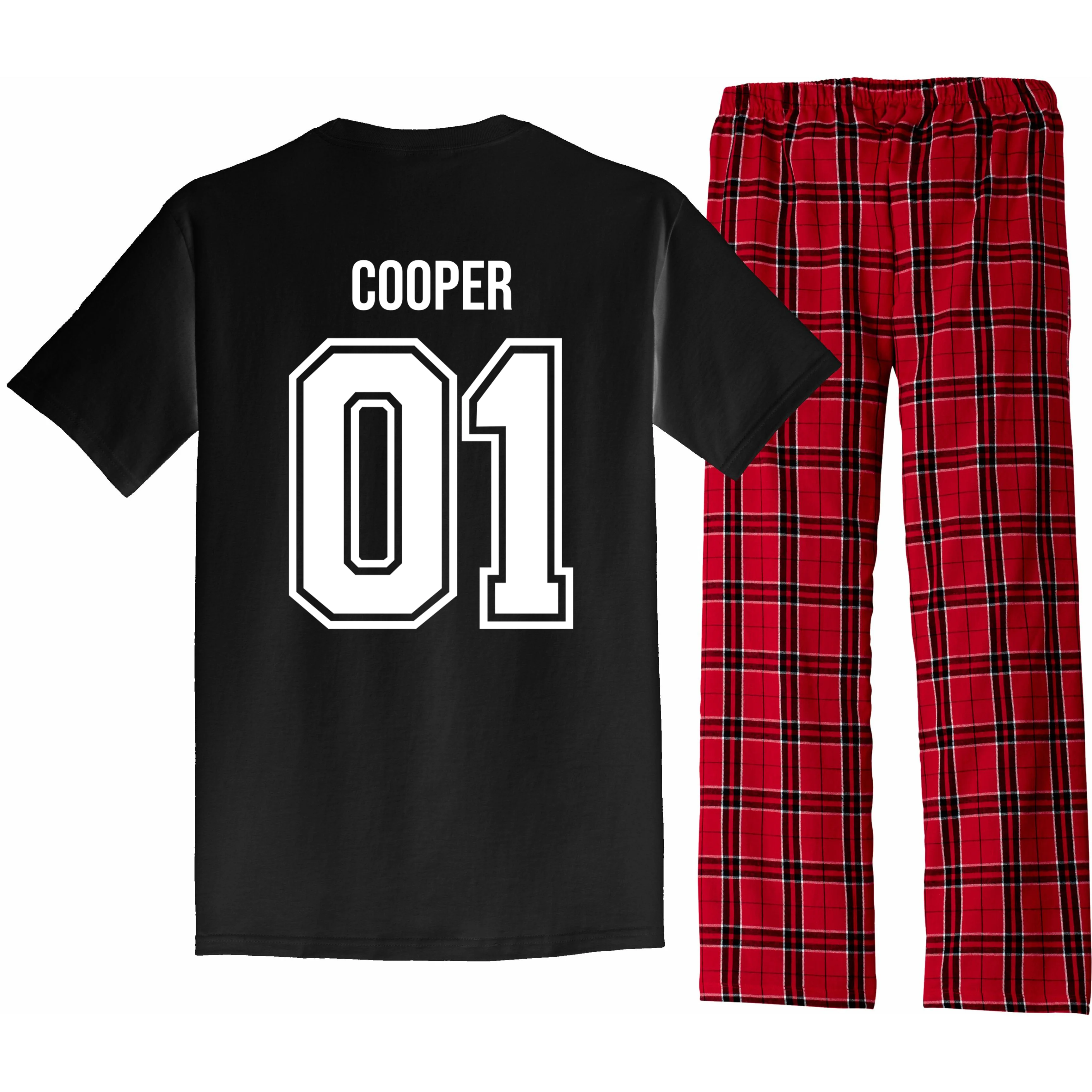 Bowling Club – Vintage Bowling Emblem Custom Team Name & Number Men's Pajamas - Back - Close-up
