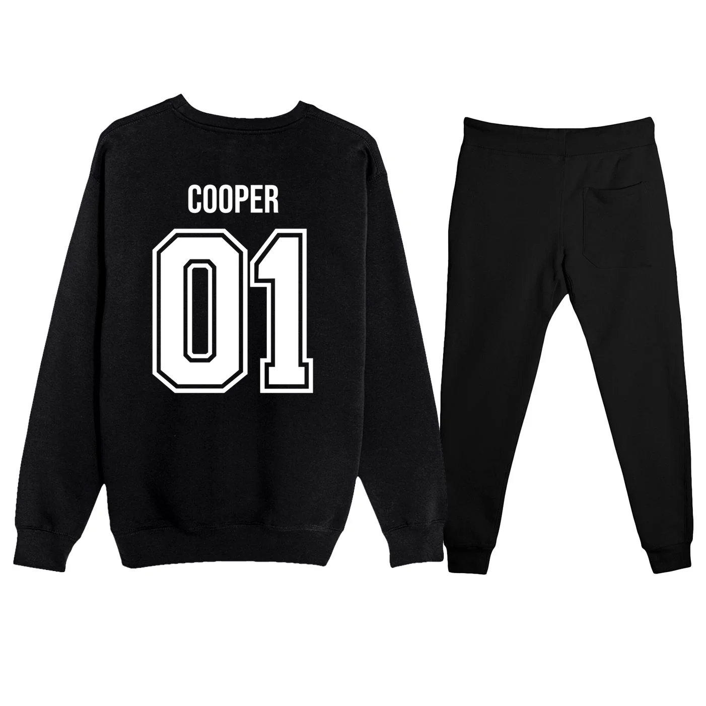 Bowling Club – Vintage Bowling Emblem Custom Team Name & Number Men's Sweatsuit - Back - Close-up